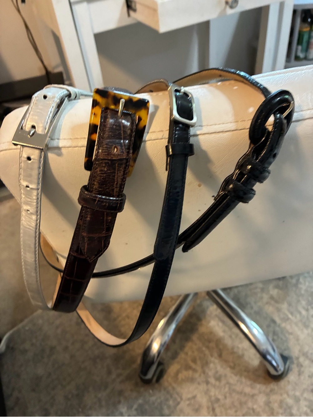 Bundle designer leather  Belts  in Black, silver, brown